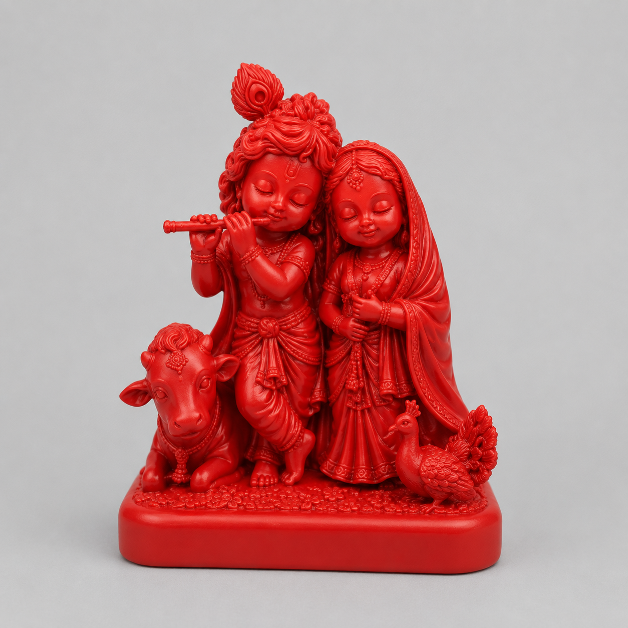 Radha Krishna Cow Peacock 3D Model (5 Inch)